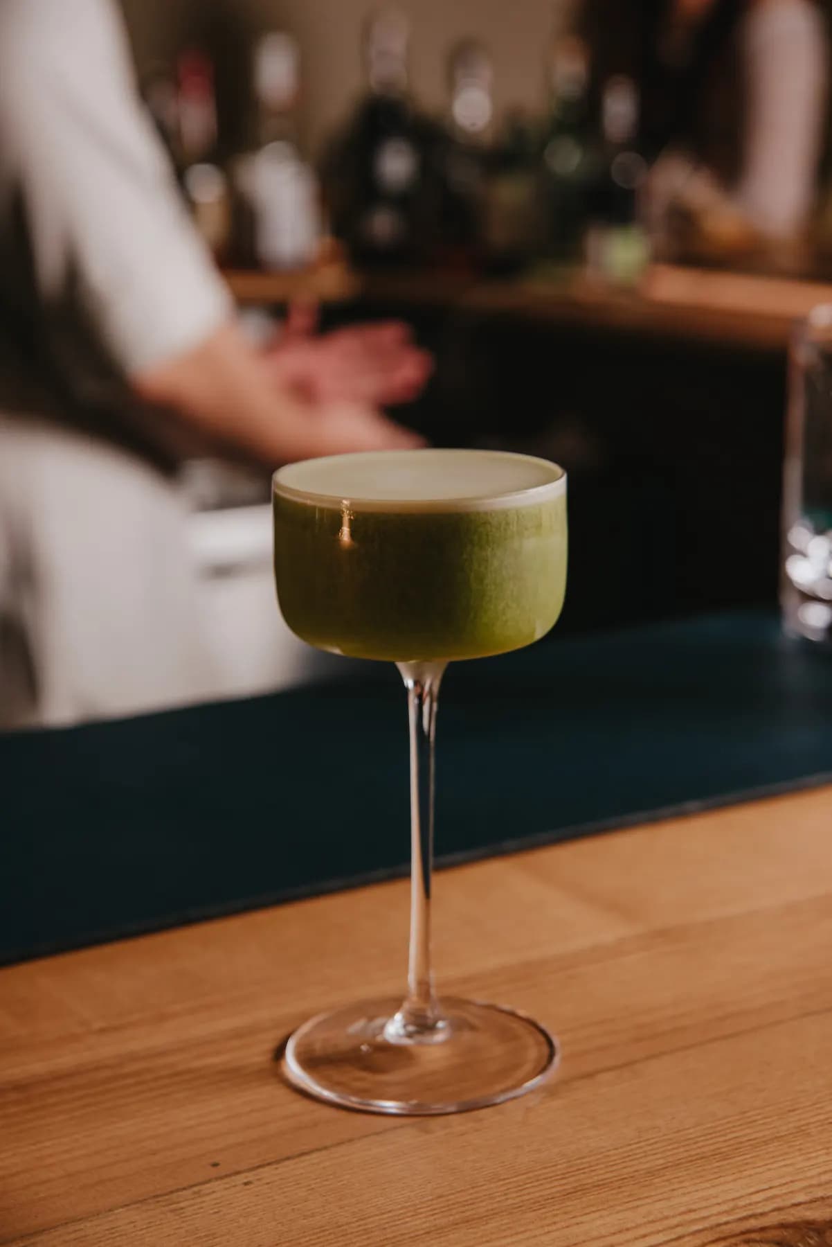 Matcha cocktail with silky foam