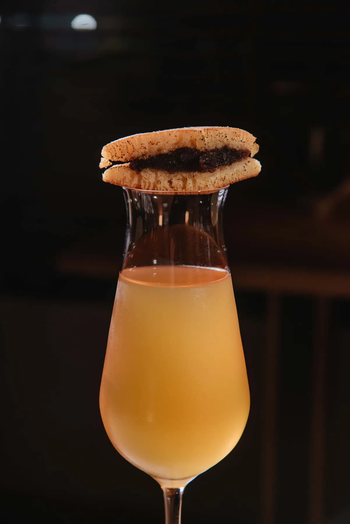 Orange cocktail with dorayaki